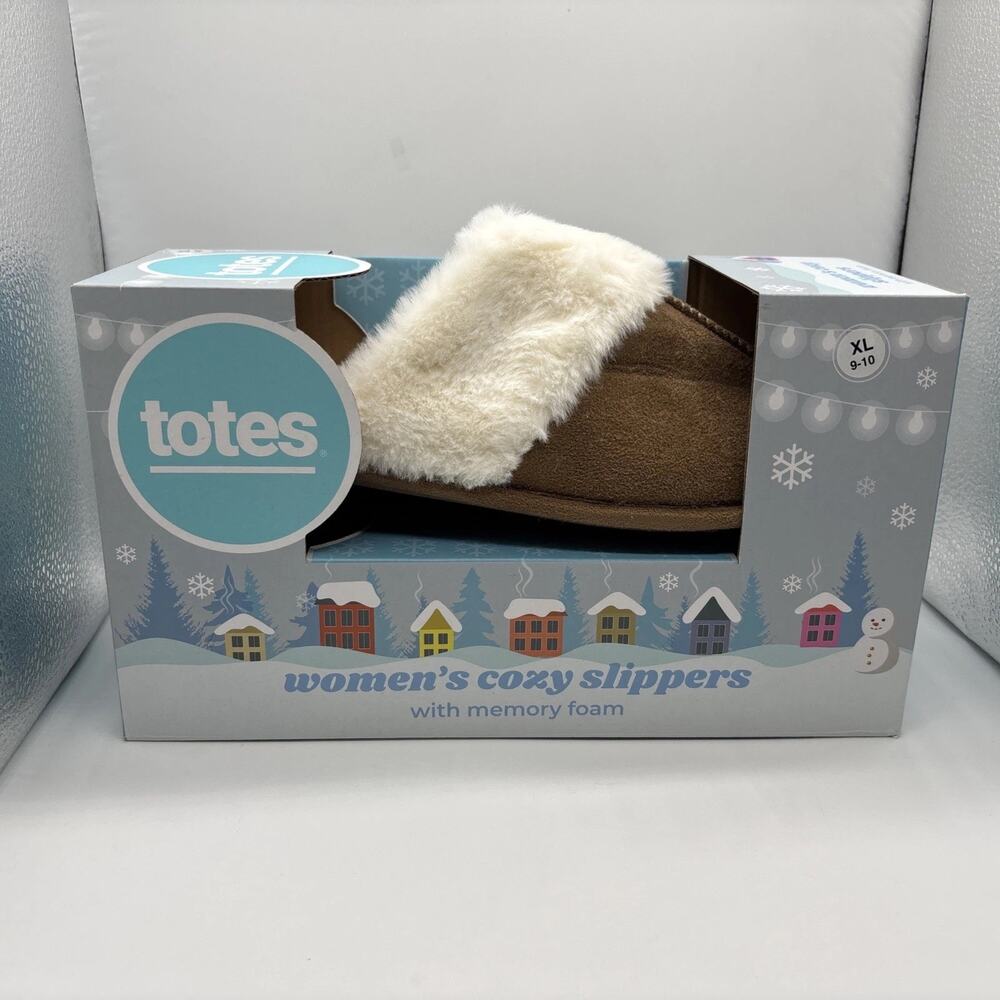 Totes NWB Women's Tan Cozy Slippers with Memory Foam Size 9